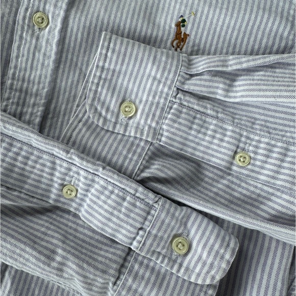 POLO Ralph Lauren Men’s Purple & White University Stripe Slim Fit OCBD - SMALL - Picture 7 of 13